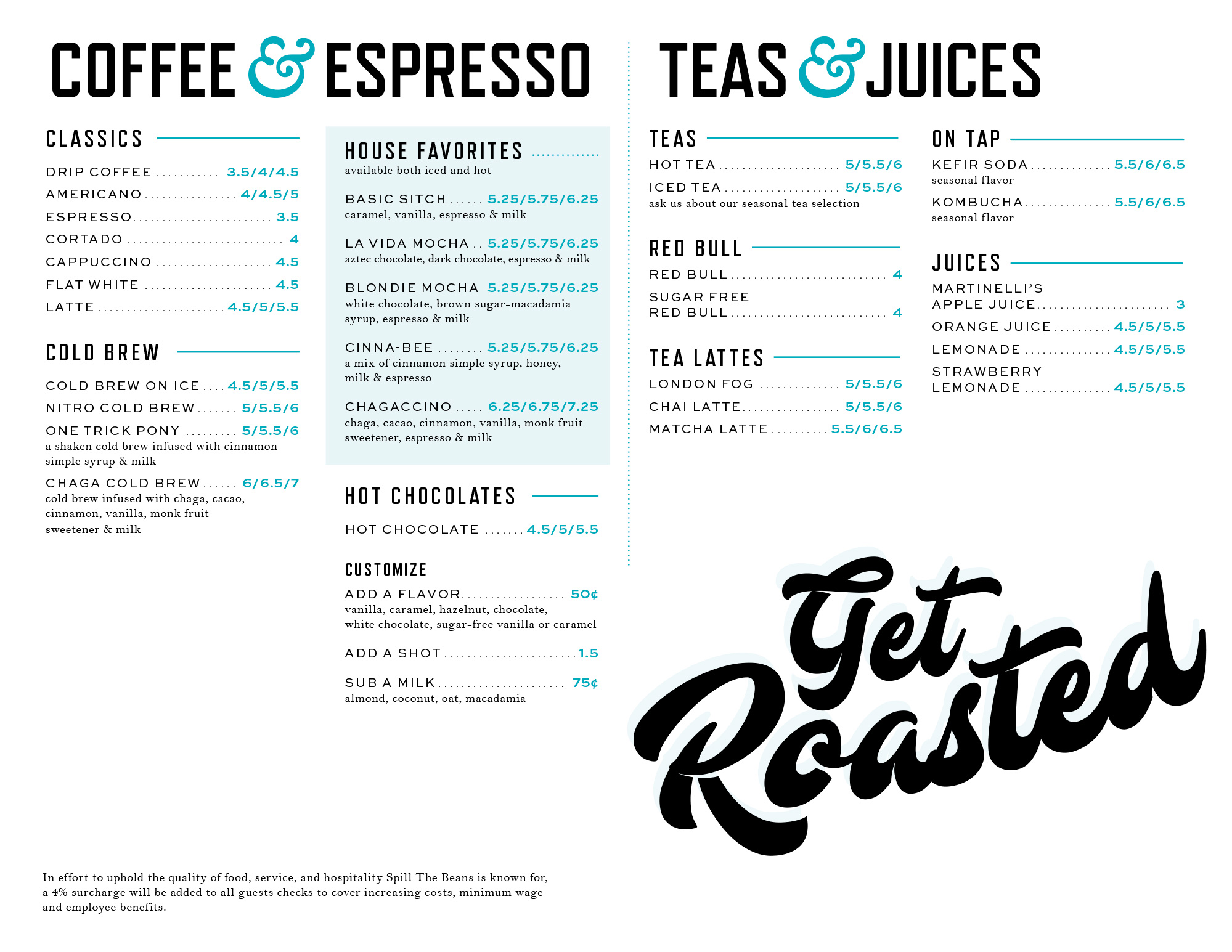 Menu Spill The Beans